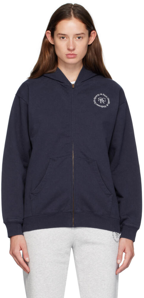 Sporty & Rich Navy SRHWC Zip Hoodie Cover