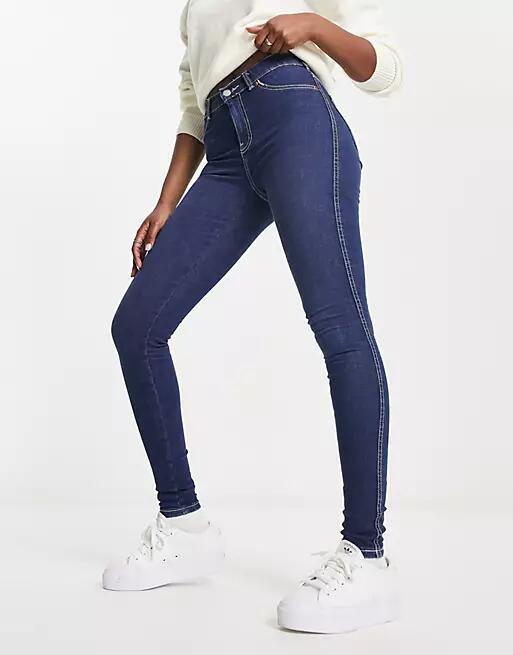 Dr Denim Plenty skinny jeans in dark wash blue-Black Cover