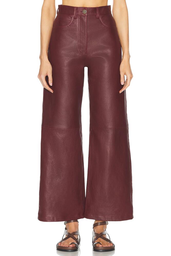 Etro Leather Wide Leg Pant in Burgundy Cover