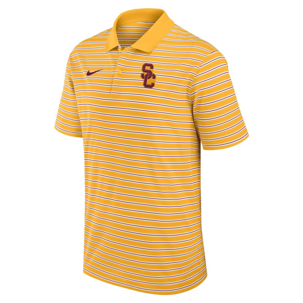 USC Trojans Primetime Victory Striped Nike Men's Dri-FIT College Polo in Yellow Cover