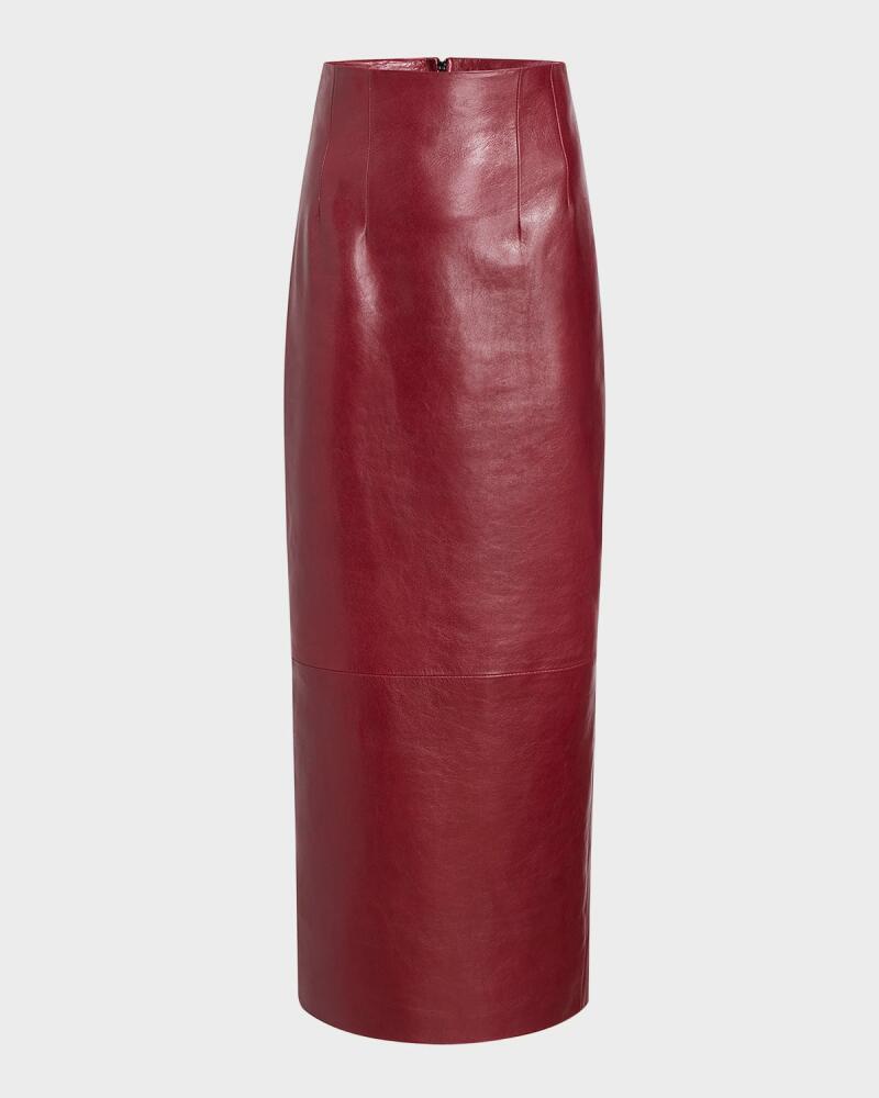 Khaite Loxley Long Leather Pencil Skirt Cover