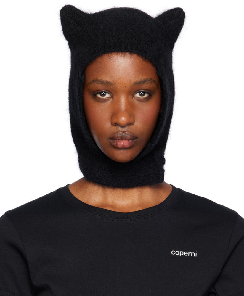 Coperni Black Knitted Horn Beanie Cover