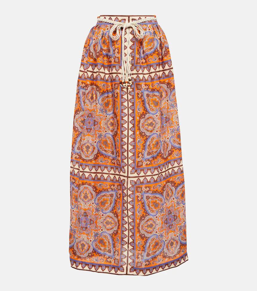 Zimmermann Halcyon printed linen maxi skirt Cover