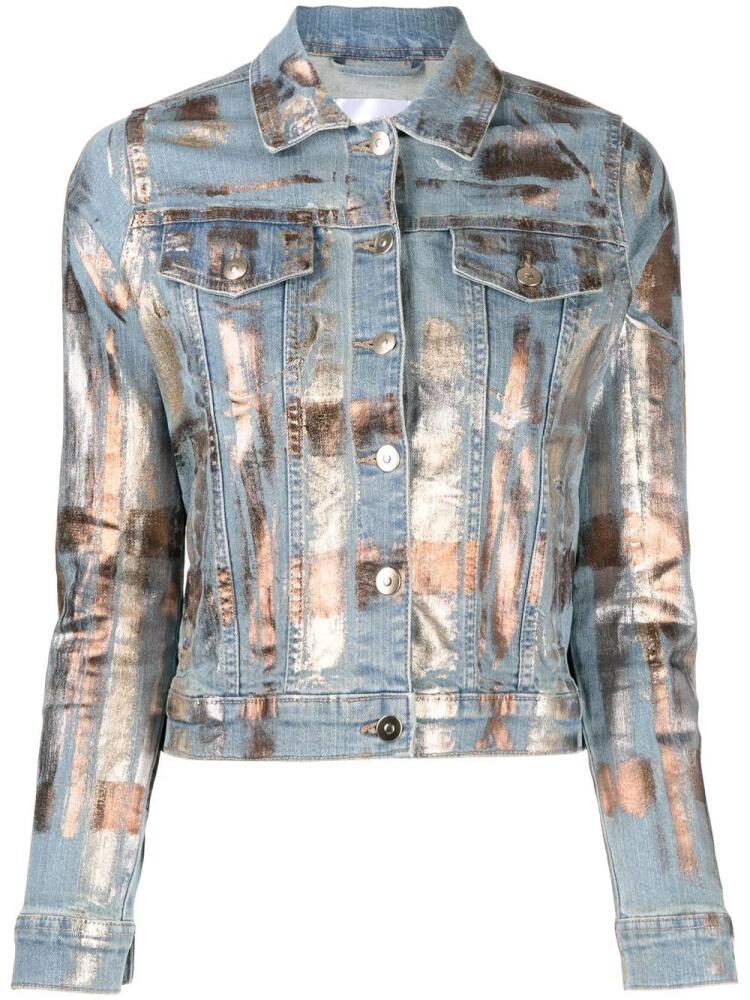 Madison.Maison metallic-print denim jacket - Gold Cover