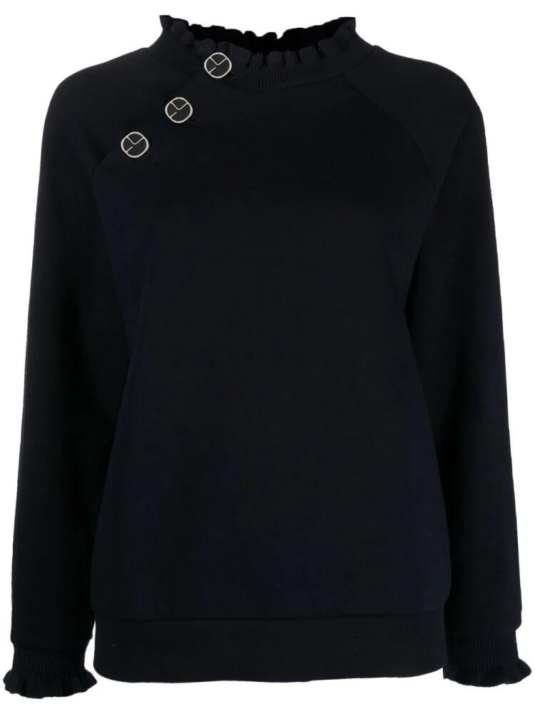 Claudie Pierlot ruffle-collar cotton sweatshirt - Blue Cover