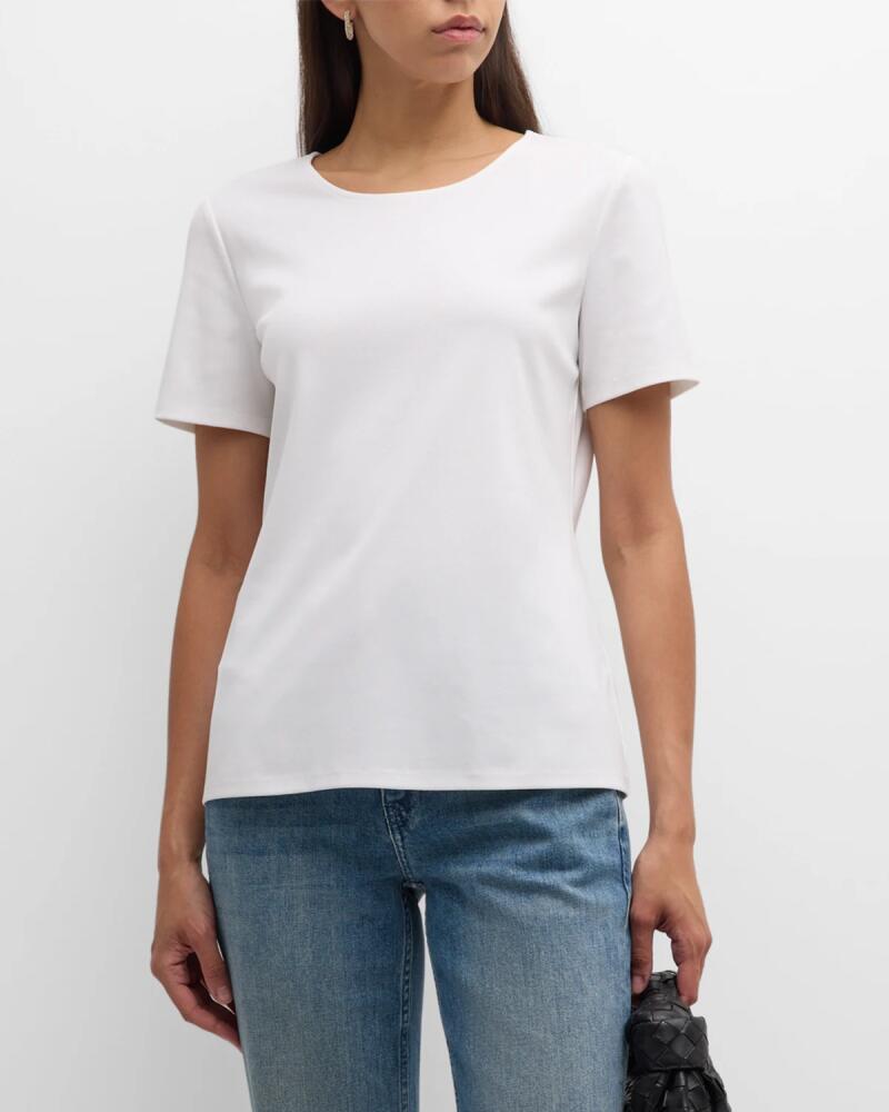 Lafayette 148 New York Ribbed Crewneck Cotton T-Shirt Cover