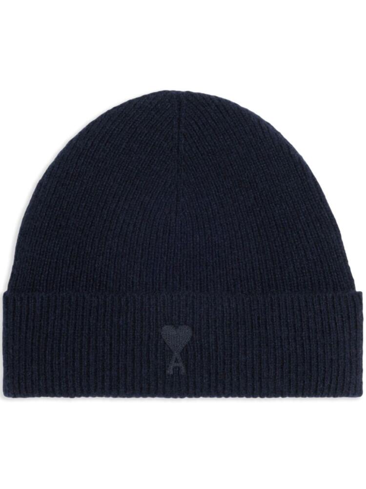 AMI Paris Ami de Coeur cashmere-wool blend beanie - Blue Cover