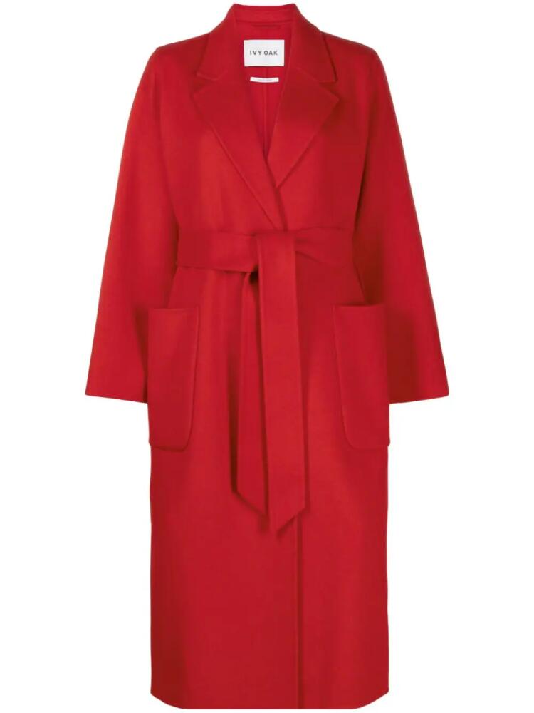 IVY OAK Celia belted wool coat - Red Cover