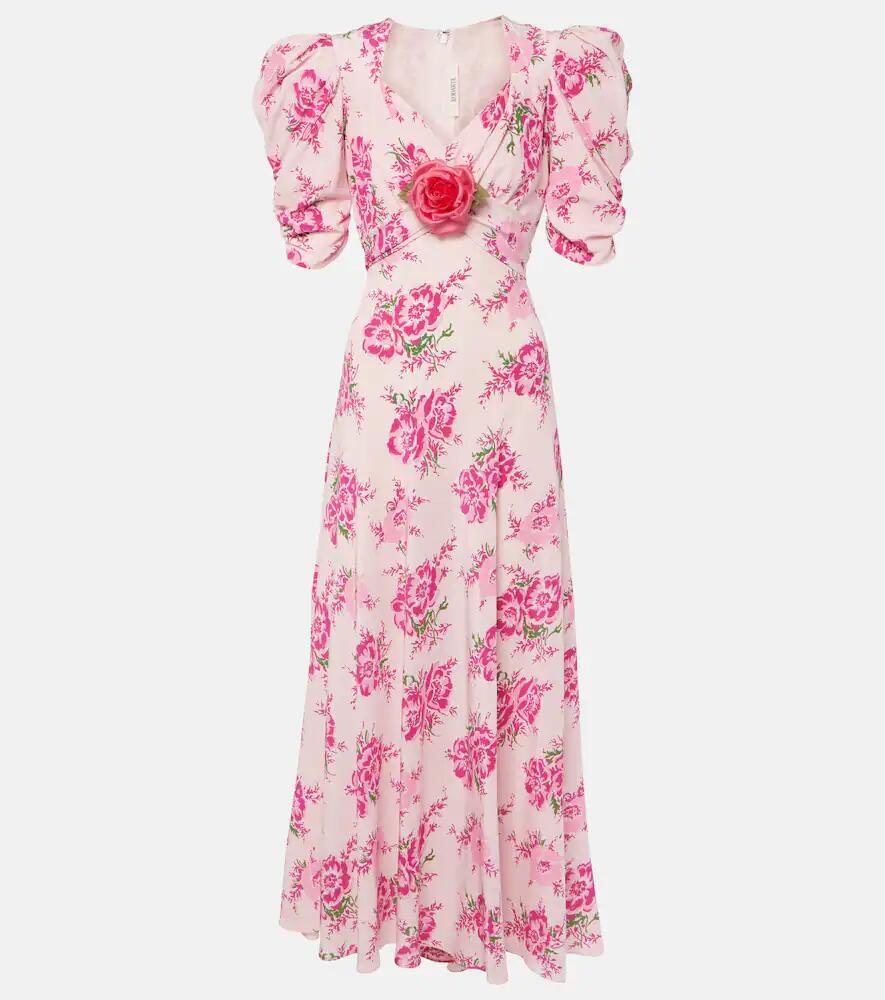 Rodarte Floral-appliqué puff-sleeve silk gown Cover