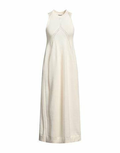 Jil Sander Woman Midi dress Ivory Wool, Cotton Cover