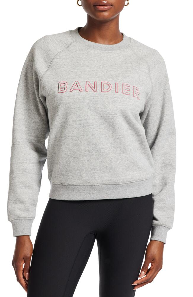 BANDIER Logo Crewneck Sweatshirt in Heather Ash/Virtual Pink Cover