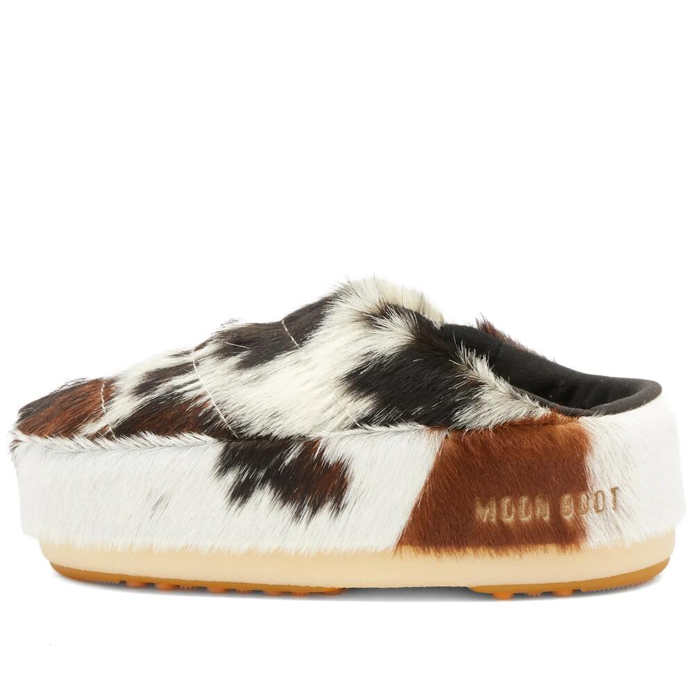 Moon Boot Women's Pony Skin Mules in Cow Print Cover