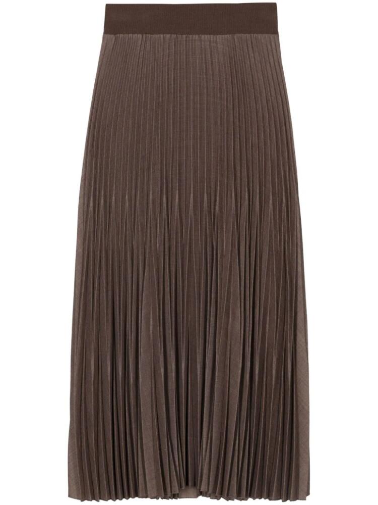 D.Exterior pleated midi skirt - Brown Cover