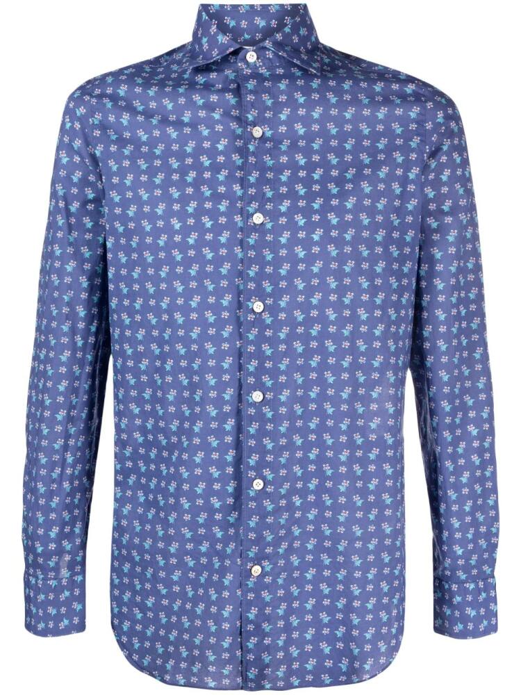 Finamore 1925 Napoli graphic-print cotton shirt - Blue Cover