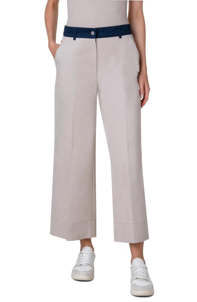 Akris punto Chiara Crop Wide Leg Pants in Beige-Navy-Orange Cover