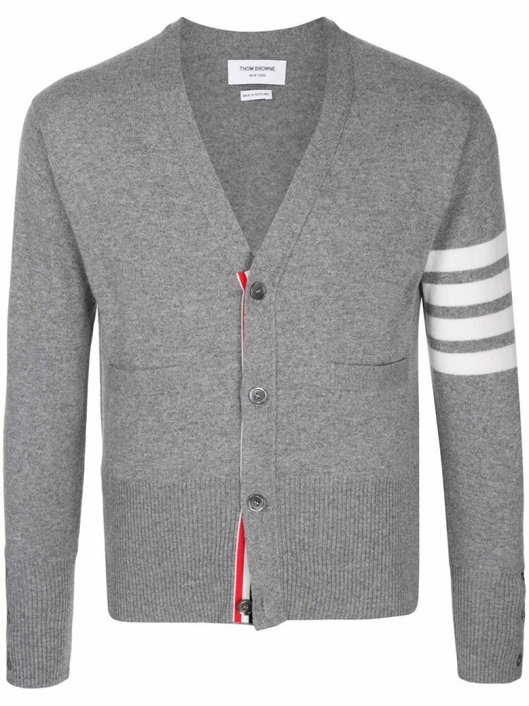 Thom Browne 4-Bar V-neck cashmere cardigan - Grey Cover