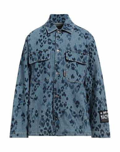 Just Cavalli Man Denim shirt Blue Cotton, Elastane Cover