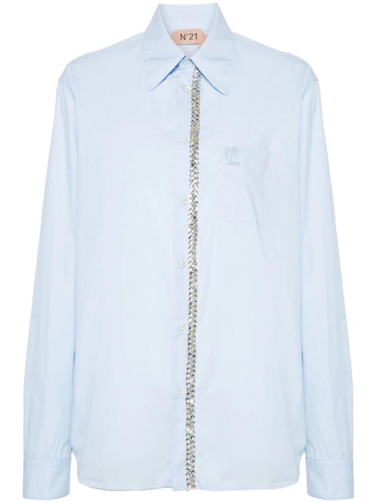 Nº21 crystal-embellished cotton shirt - Blue Cover