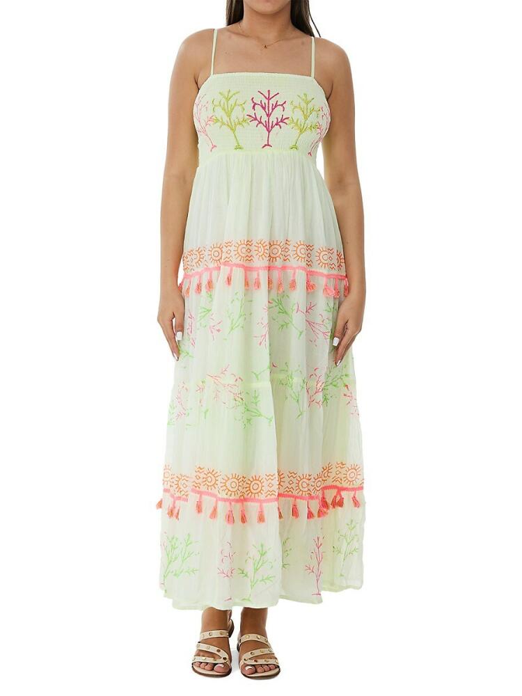 Ranee's Women's Beaded Smocked Maxi Beach Coverup - Pista Cover