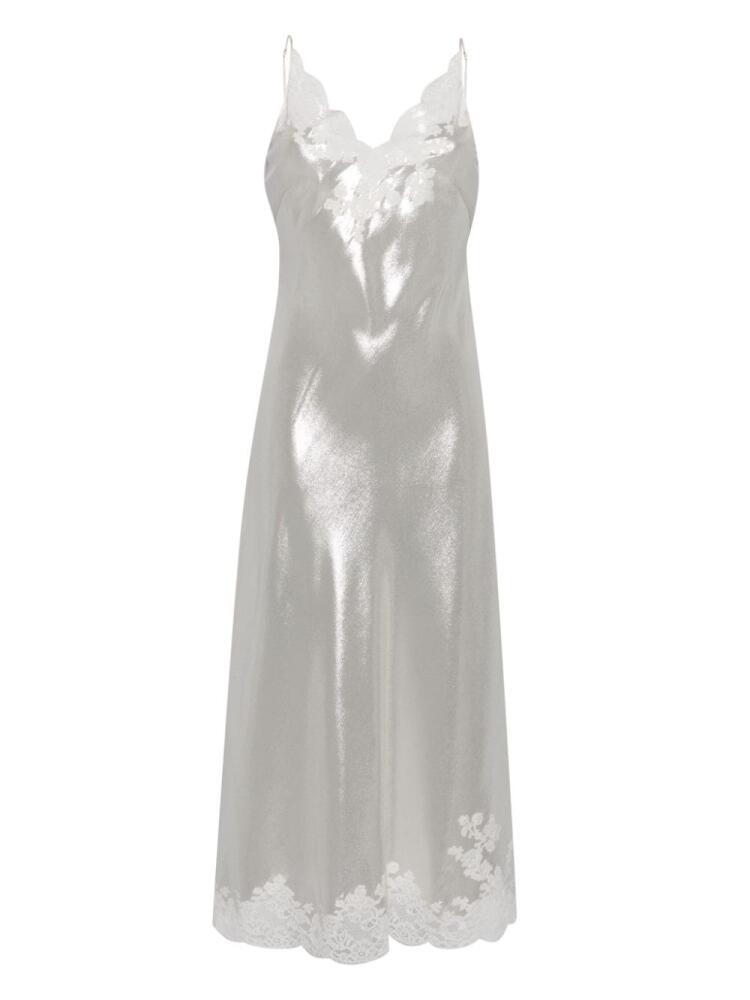 Carine Gilson lace-trim lurex maxi nightdress - Silver Cover