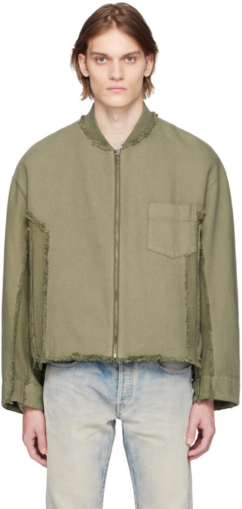 John Elliott Green Vintage Frame Bomber Jacket Cover