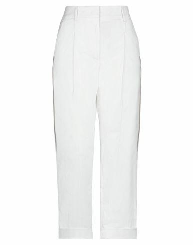 Eleventy Woman Pants White Cotton, Elastane Cover