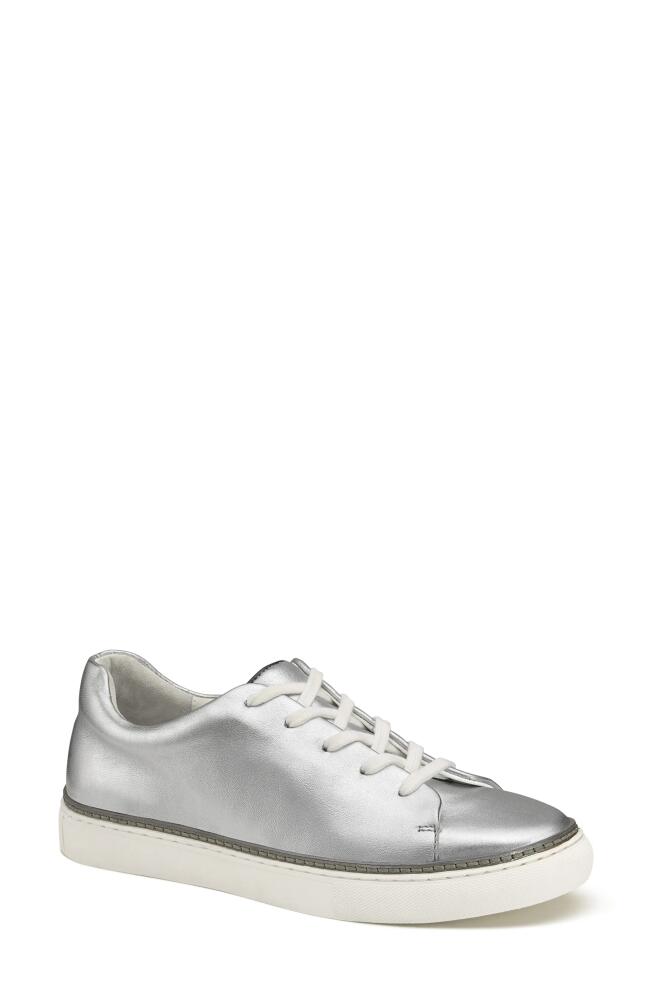 Johnston & Murphy Callie Lace-To-Toe Water Resistant Sneaker in Silver Metallic Sheepskin Cover