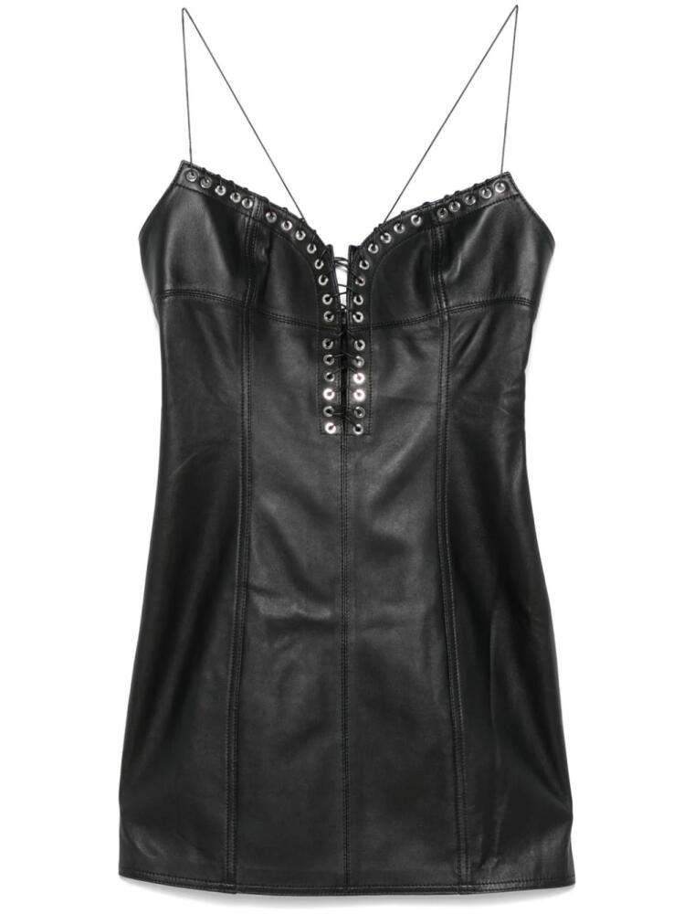 Ludovic de Saint Sernin Cleavage leather mini dress - Black Cover