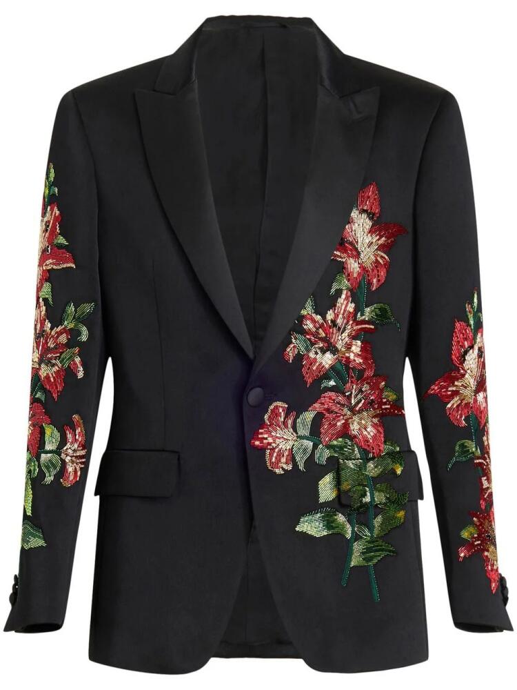 ETRO floral-embroidered single-breasted blazer - Black Cover