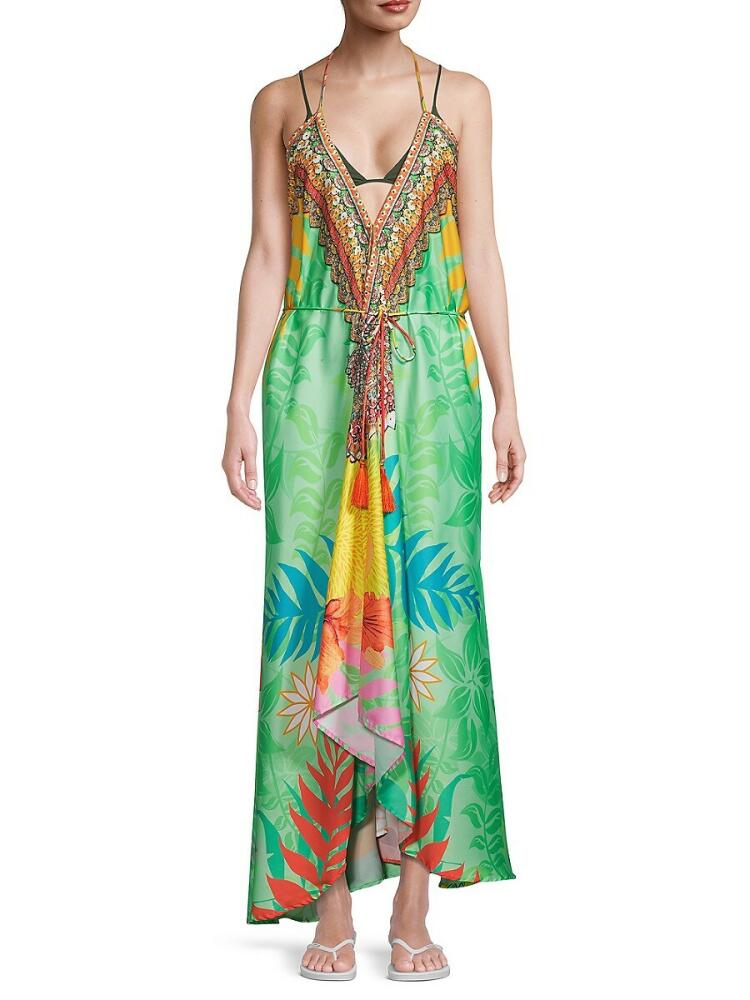 Ranee's Women's Halterneck Backless Maxi Cover-Up Dress - Green Cover