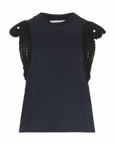 Cedric Charlier Woman T-shirt Navy blue Cotton Cover