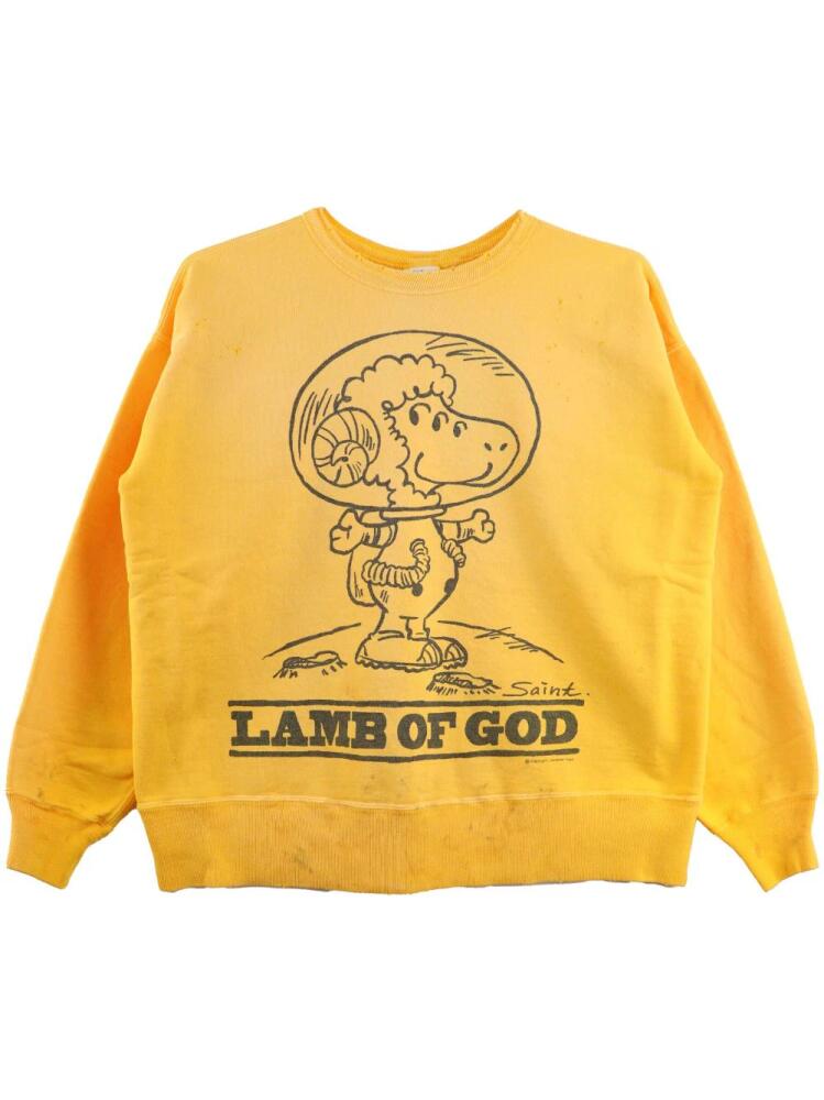 SAINT MXXXXXX slogan-print cotton sweatshirt - Yellow Cover