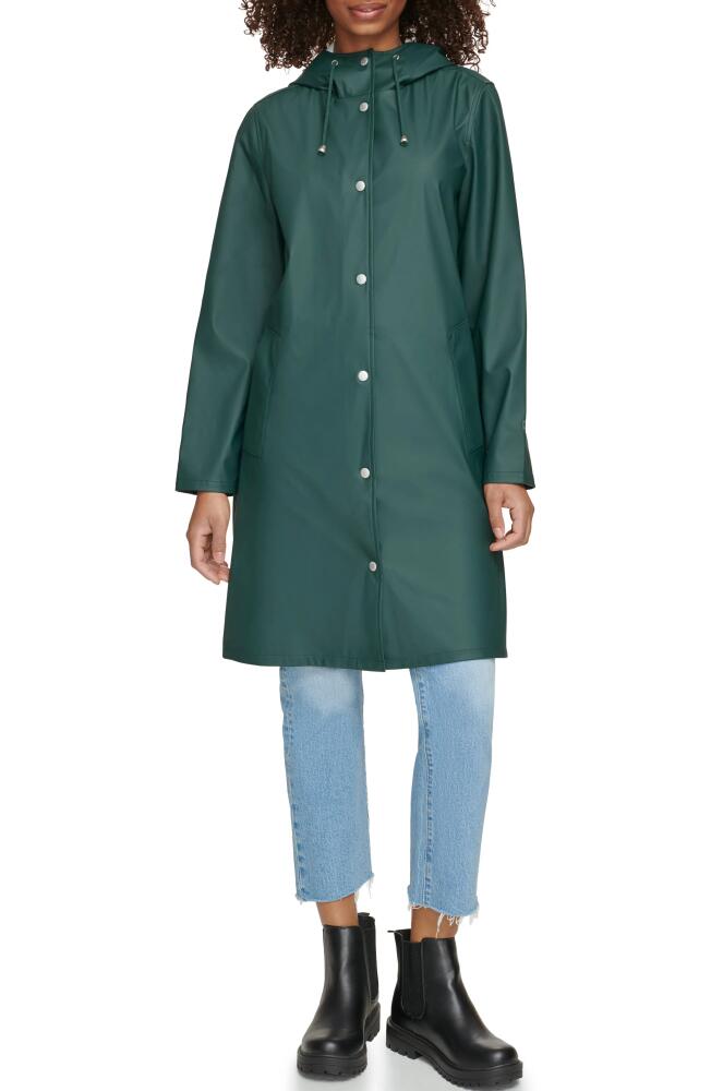 levi's Water Resistant Hooded Long Rain Jacket in Darkest Spruce Cover