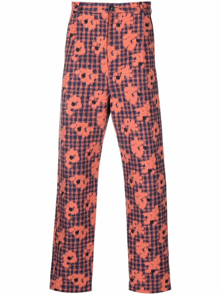 Henrik Vibskov floral-print slim-cut trousers - Orange Cover