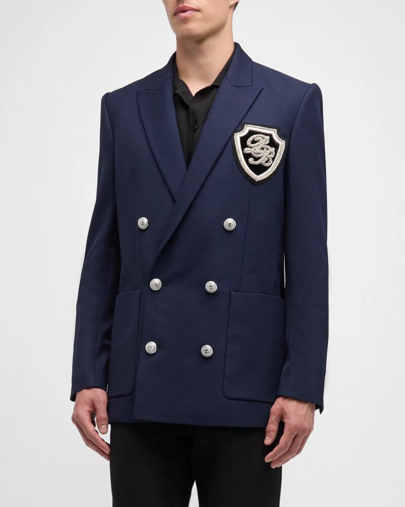 Balmain Men's Signature Badge Twill Blazer Cover