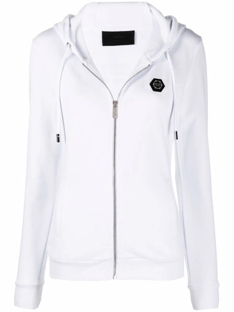 Philipp Plein logo-print zip-up hoodie - White Cover