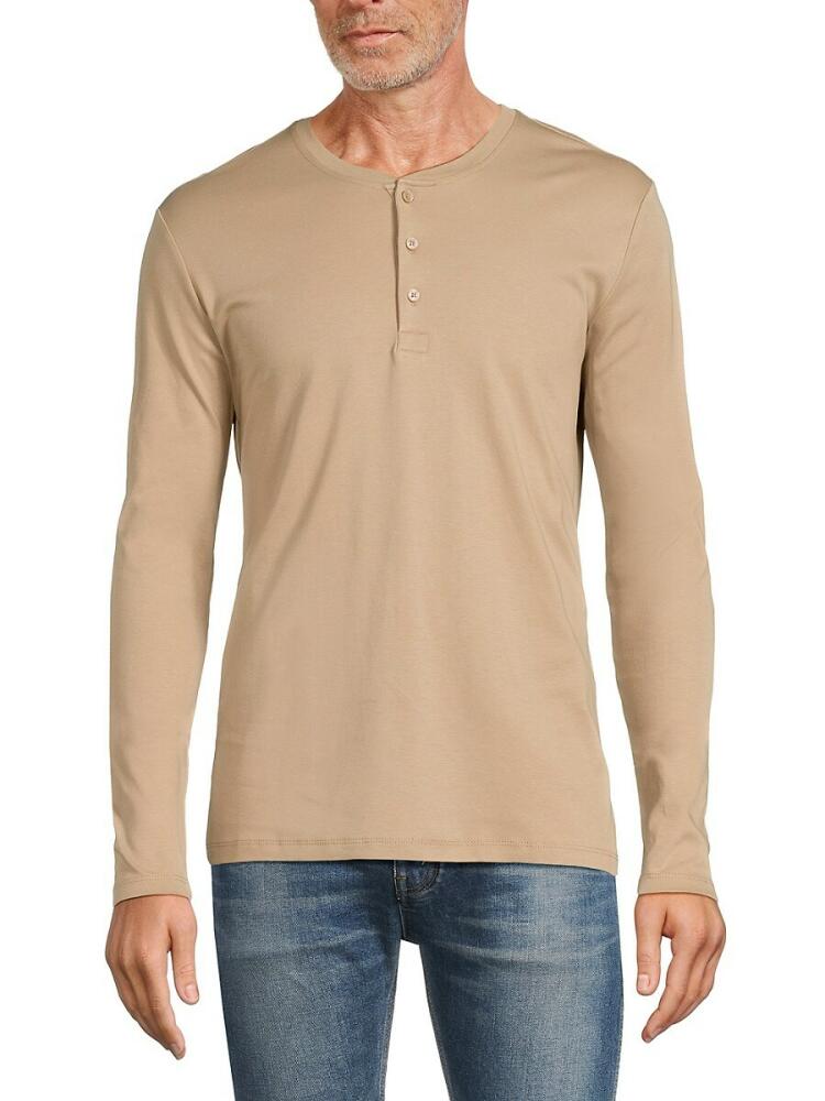 Saks Fifth Avenue Men's Solid Long Sleeve Henley - Savannah Cover