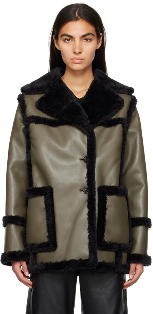 Proenza Schouler Khaki Patch Pocket Faux-Leather Jacket Cover