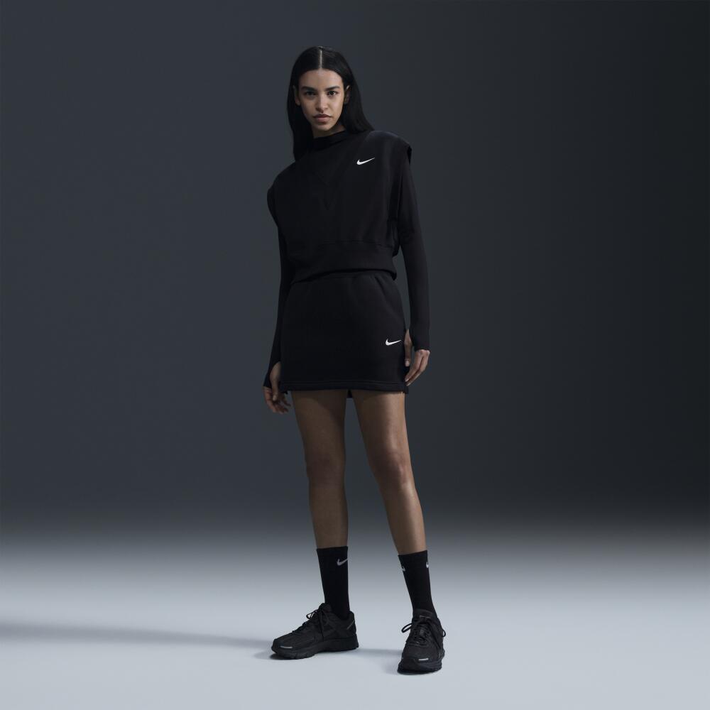 Women's Nike Sportswear Phoenix Fleece Slim Mini Skirt in Black Cover