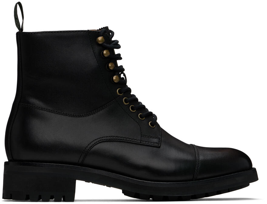 Polo Ralph Lauren Black Bryson Cap-Toe Lace-Up Boots Cover