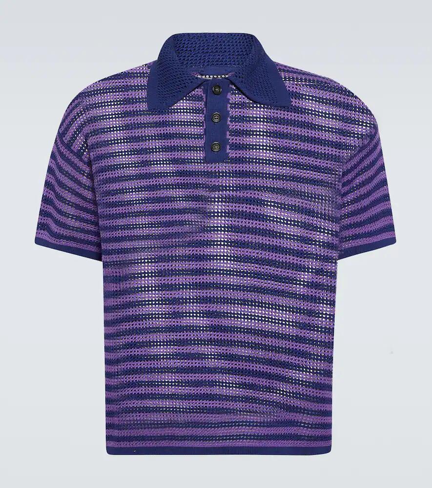 Bode Striped crochet cotton polo shirt Cover