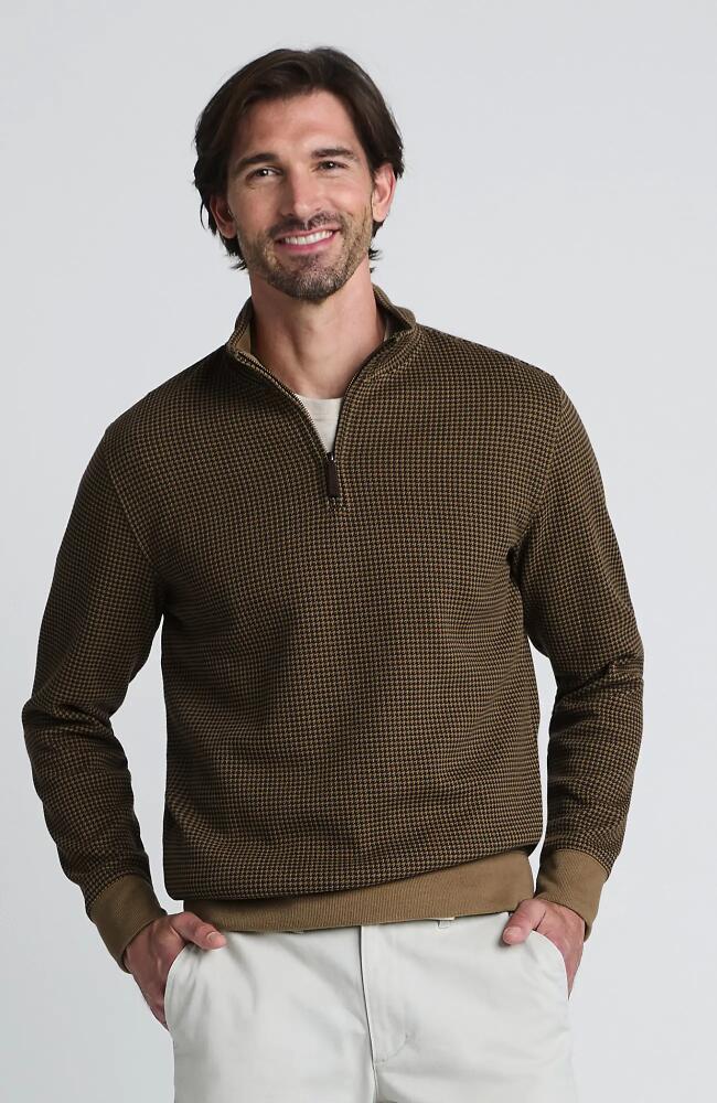 Lands' End Bedford Rib Quarter Zip Sweater in Rich Coffee Houndstooth Cover