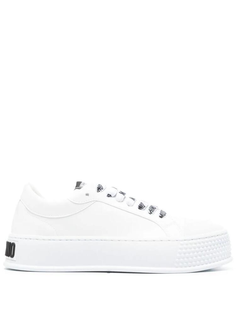 Moschino embossed-logo faux-leather sneakers - White Cover