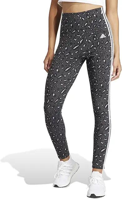 adidas Essentials 3-Stripes Animal Printed Leggings (Grey/Carbon/Black) Women's Clothing Cover