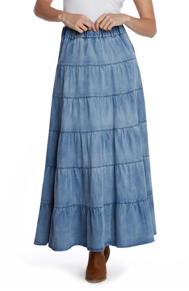 Wash Lab Denim Tiered Denim Maxi Skirt in Storm Blue Cover