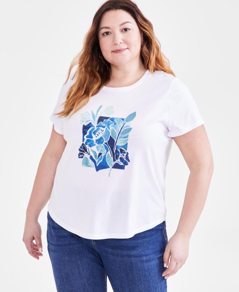 Style & Co Plus Size Graphic Print T-Shirt, Created for Macy's - Tulip Bright White Cover