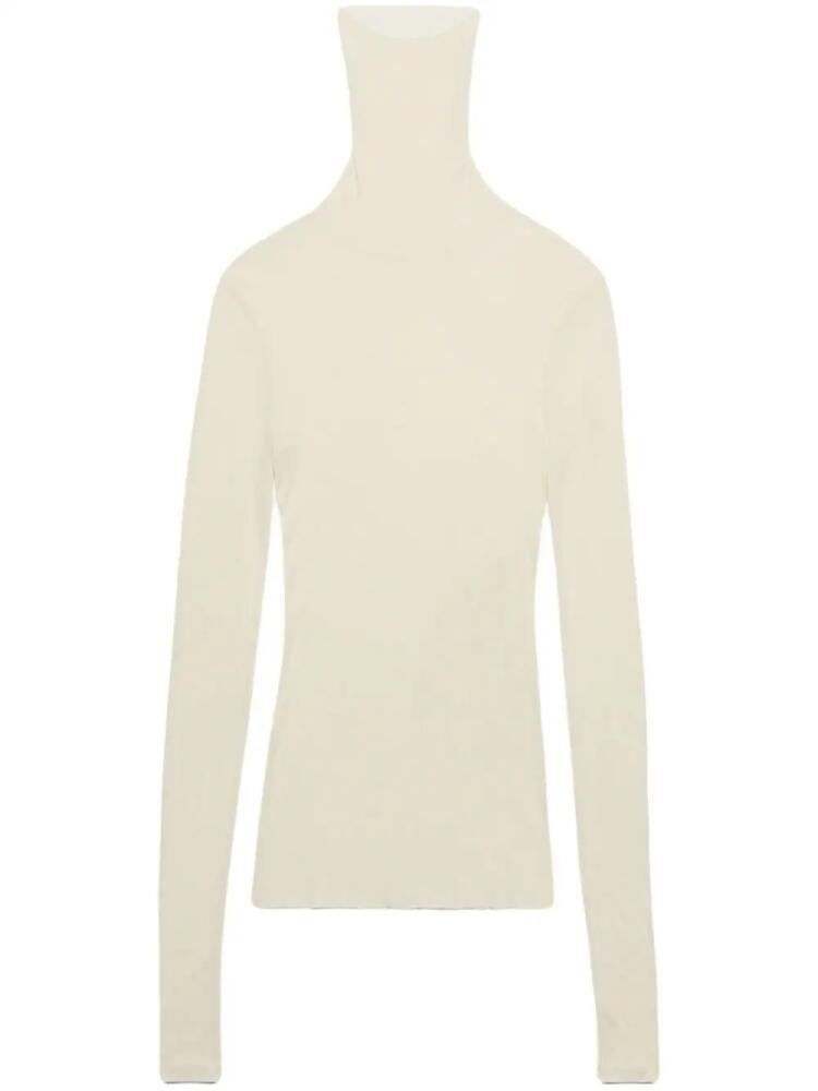 AMI Paris roll-neck ribbed top - Neutrals Cover