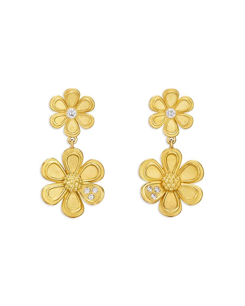 Temple St. Clair 18K Yellow Gold Fj Diamond Flower Drop Earrings Cover