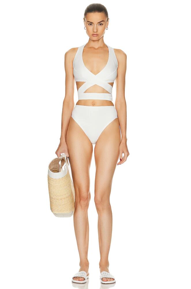 ALAÏA Criss Cross Bikini Set in White Cover