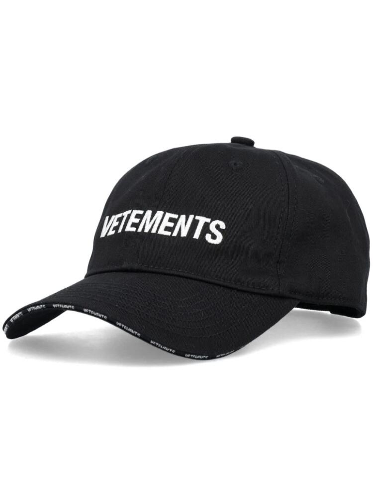 VETEMENTS logo-embroidered cotton cap - Black Cover